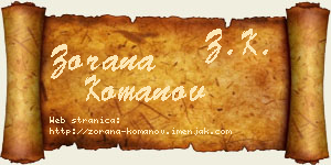 Zorana Komanov vizit kartica